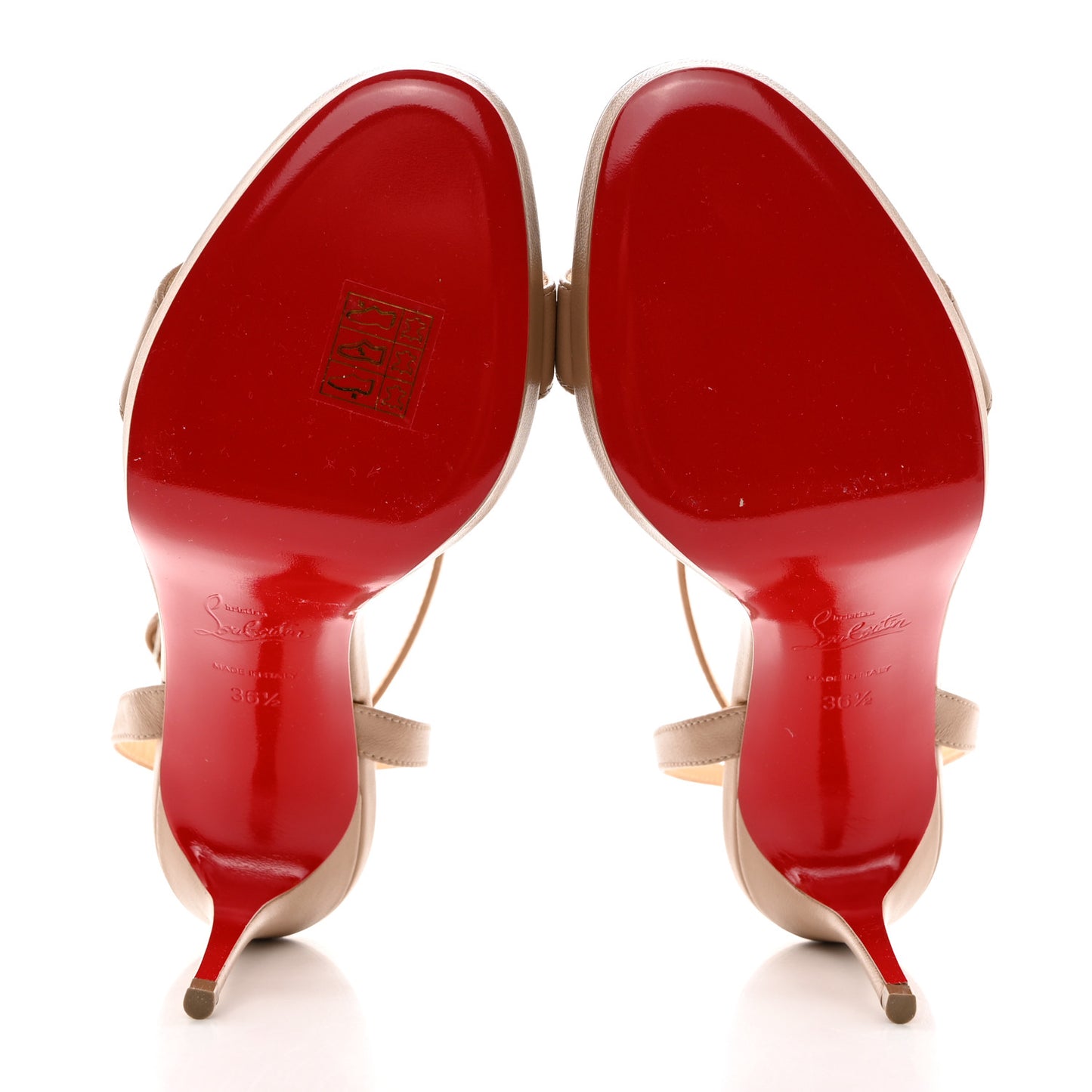 Nappa Loubi Queen 100 Strap Sandals 36.5 Nude