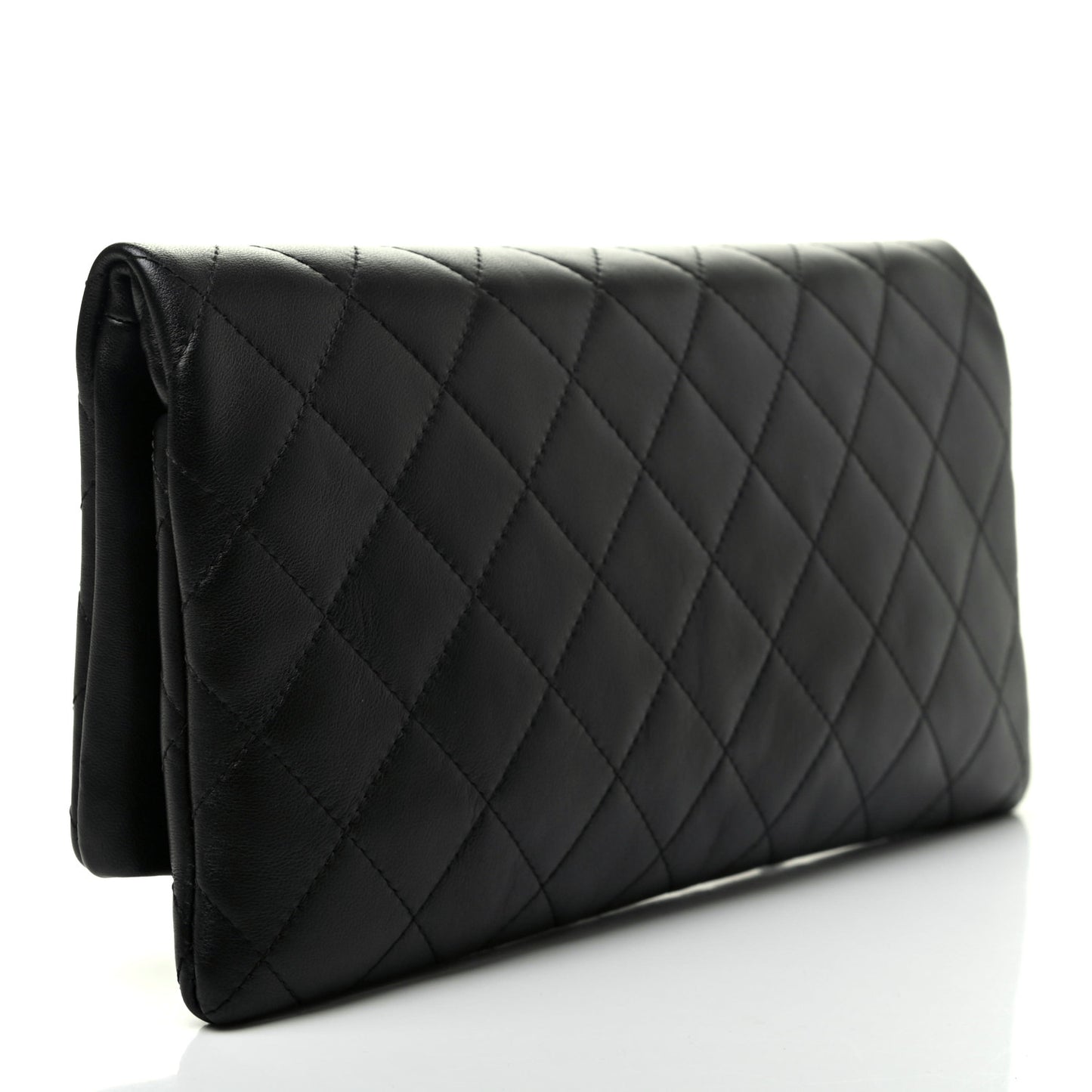 Lambskin Quilted CC Beauty Clutch Black