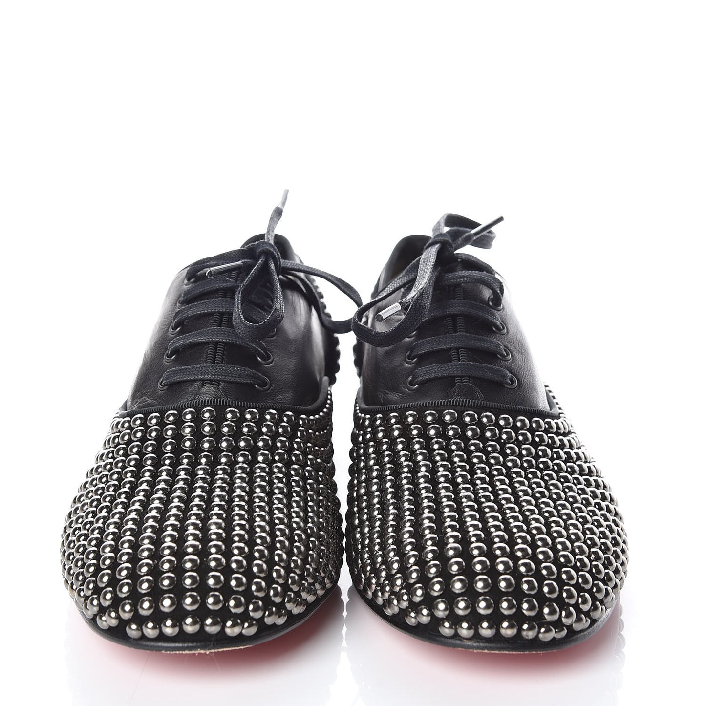Calfskin Studded Womens Fred Clous Flats 40.5 Black Gun