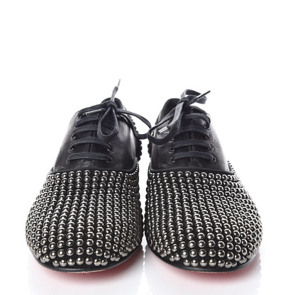 Christian Louboutin Calfskin Studded Womens Fred Clous Flats 40.5 Black Gun 2 of 14