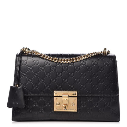 Gucci Guccissima Medium Padlock Shoulder Bag Black 1 of 15