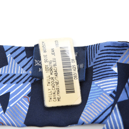 Hermes Silk Cavalcadour Morning Twilly Marine Tabac Blue Jean 4 of 5