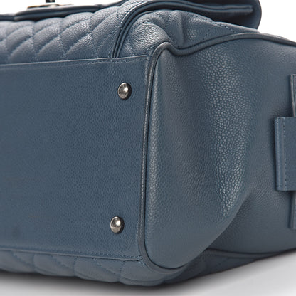 Chanel Grained Calfskin Quilted Large Casual Pocket Bowling Bag Blue 11 of 12