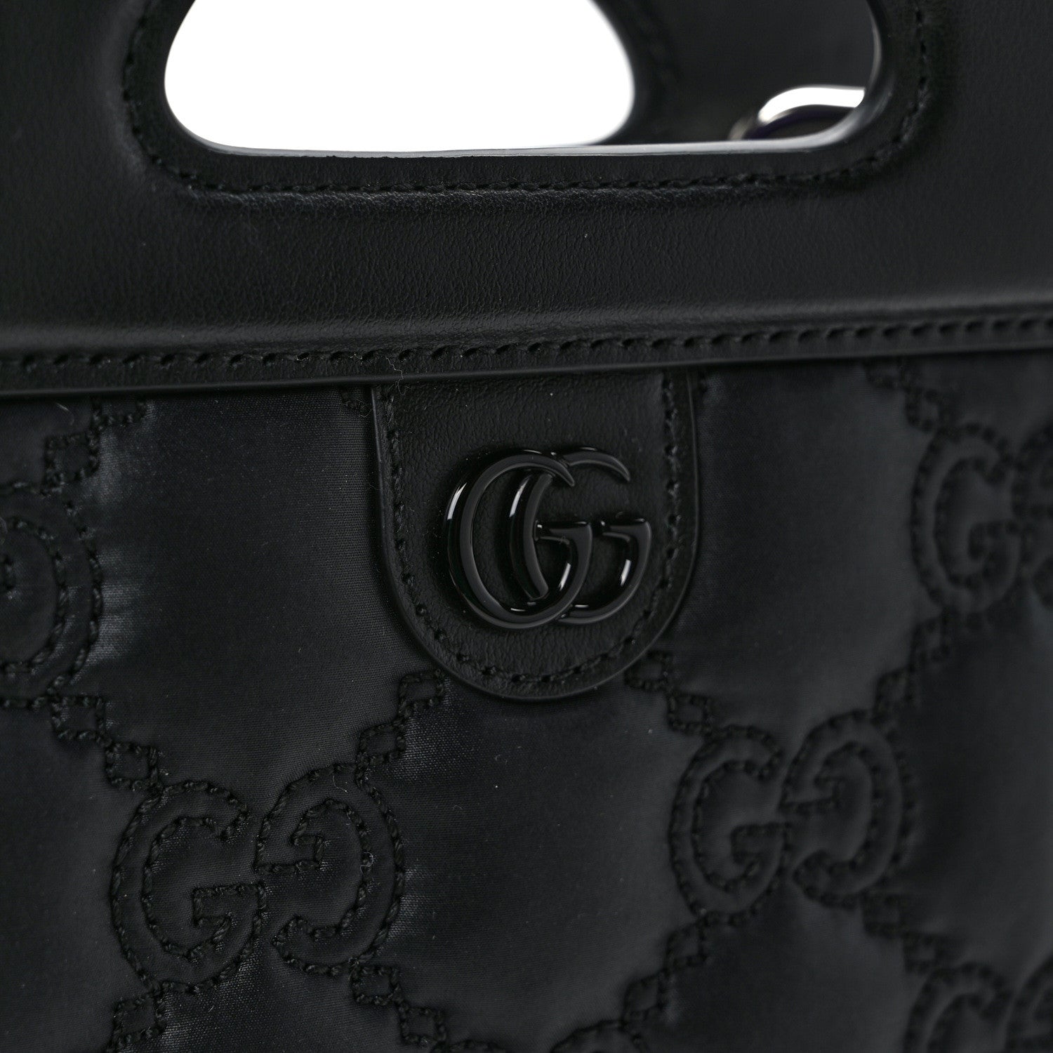 Gucci Nylon Calfskin Enamel GG Matelasse Mini Top Slip Handle Crossbody Bag Black 6 of 8