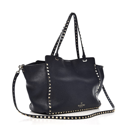 Valentino Garavani Pebbled Calfskin Medium Rockstud Tote Marine 3 of 12