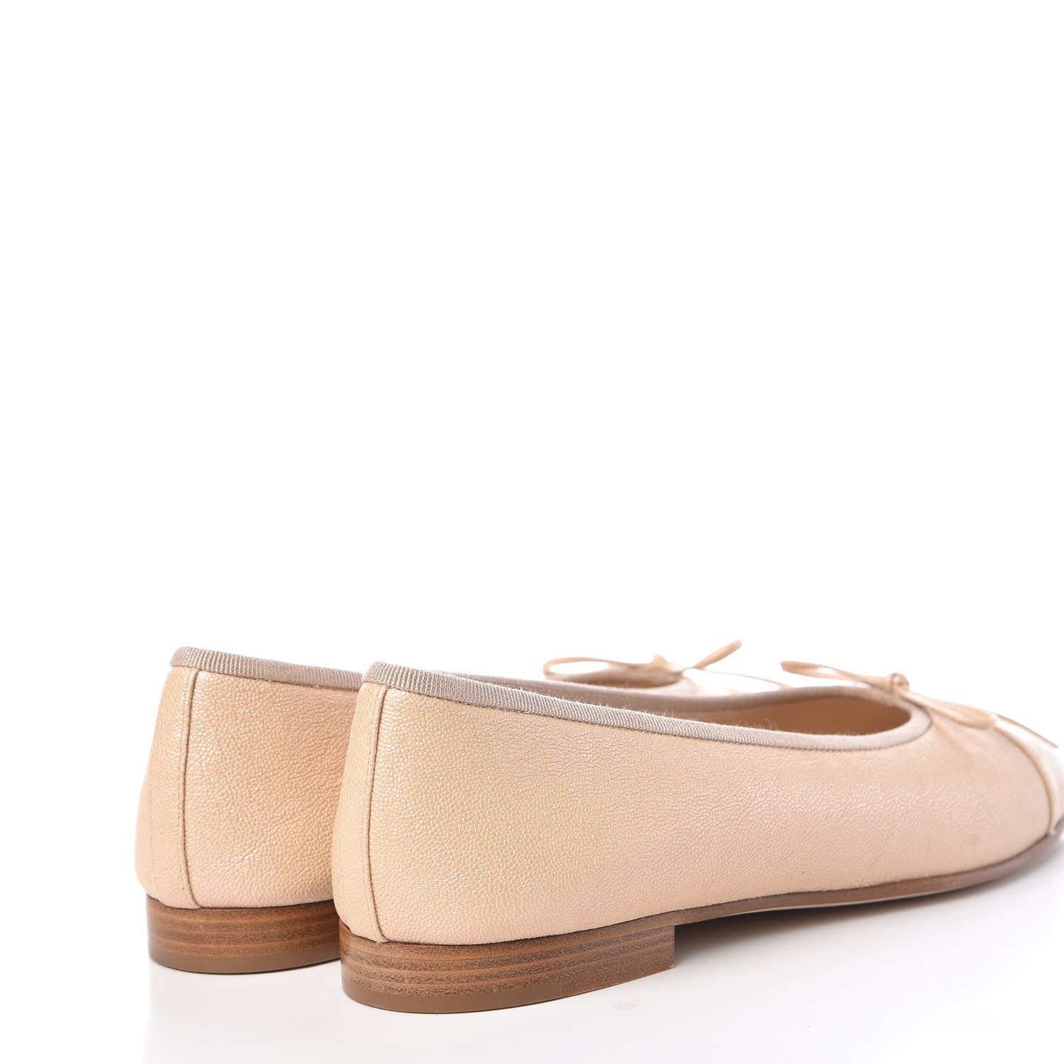 Chanel Grained Calfskin Cap Toe Ballerina Flats 38.5 Beige 4 of 9