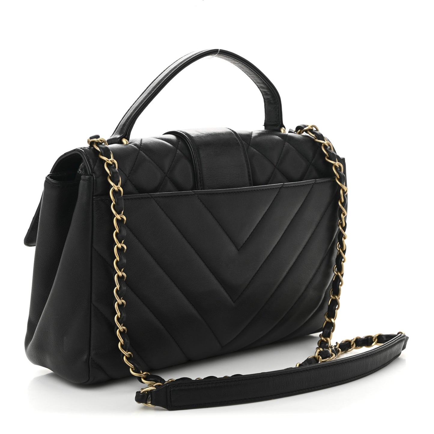 Calfskin Quilted Chevron In The City Bag Black