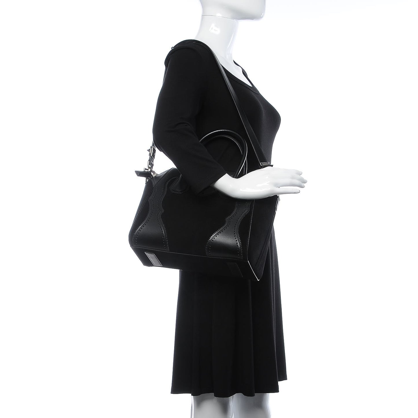 Calfskin Suede Brogue Small Antigona Black