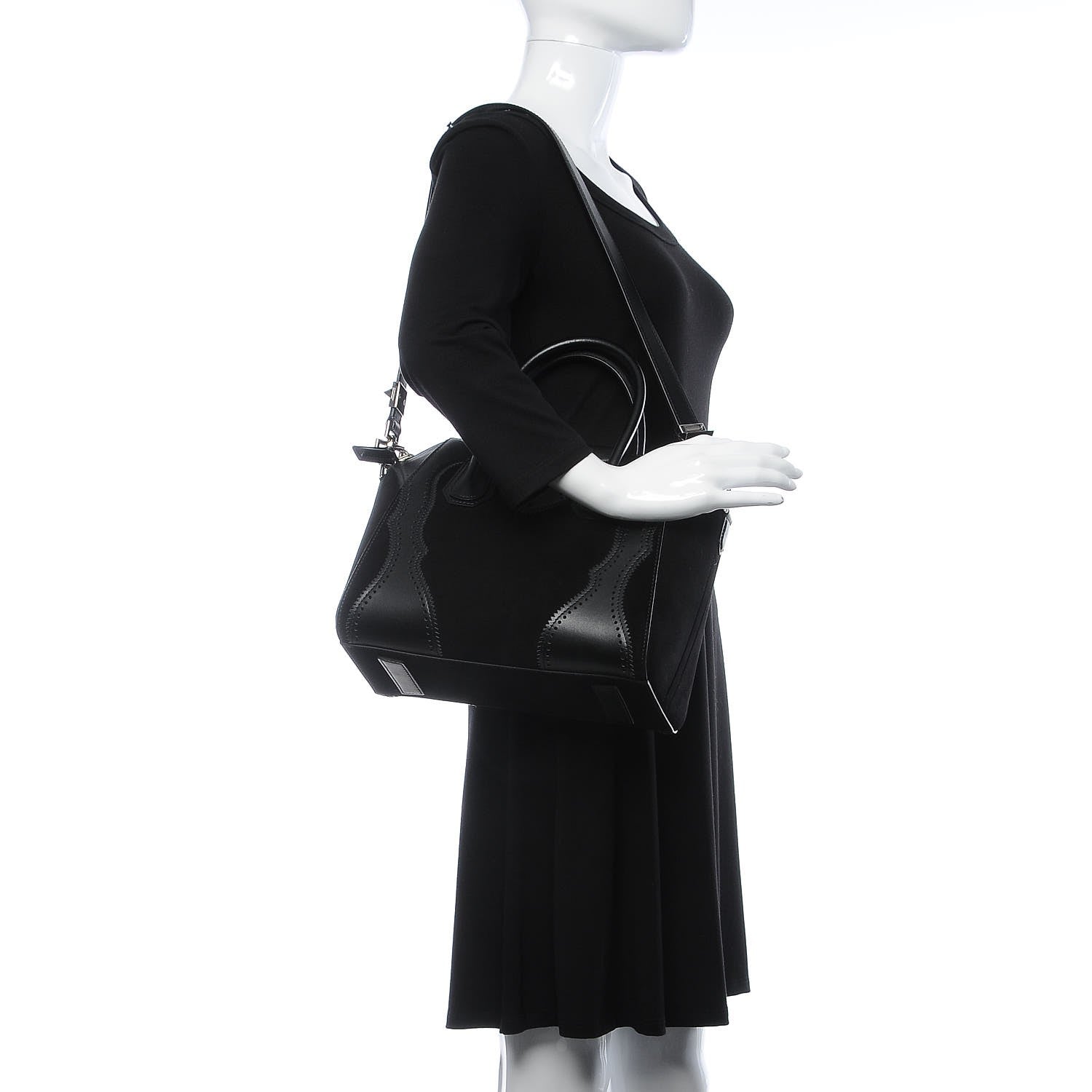 Givenchy Calfskin Suede Brogue Small Antigona Black 2 of 8