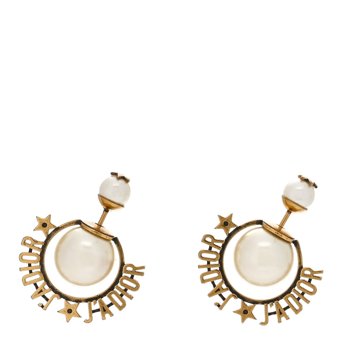 CHRISTIAN DIOR Metal Pearl J'Adior Tribal Earrings Gold