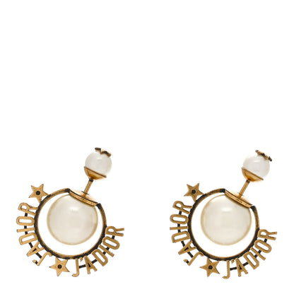 Christian Dior CHRISTIAN DIOR Metal Pearl J'Adior Tribal Earrings Gold 1 of 5