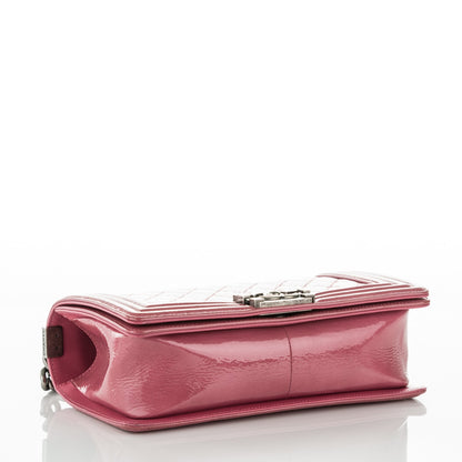 Chanel Distressed Patent Quilted Medium Boy Flap Pink 4 of 8