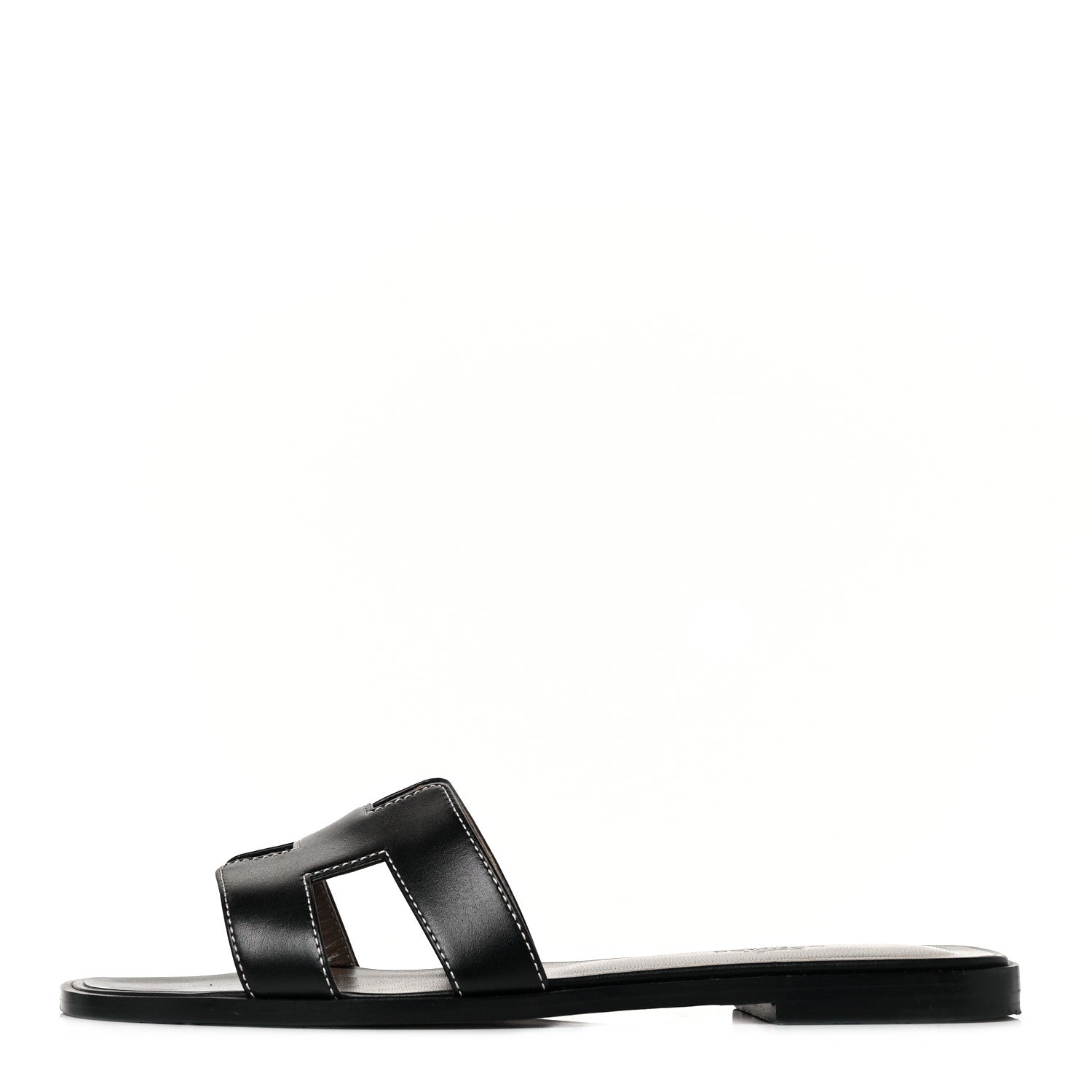 Hermes Box Calfskin Oran Sandals 38 Black 1 of 9