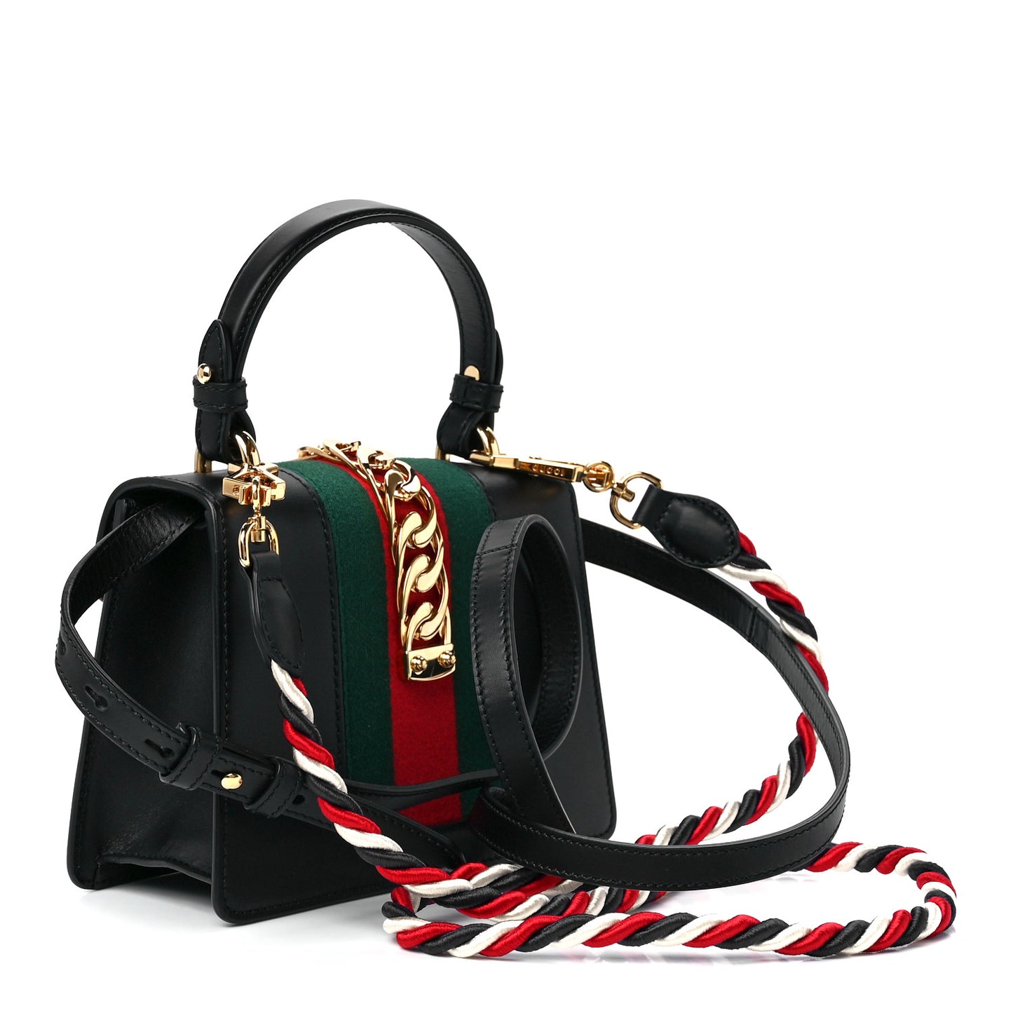 Calfskin Mini Sylvie Top Handle Bag Black