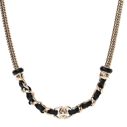 Chanel Metal Lambskin CC Turnlock Choker Necklace Black Gold 1 of 7