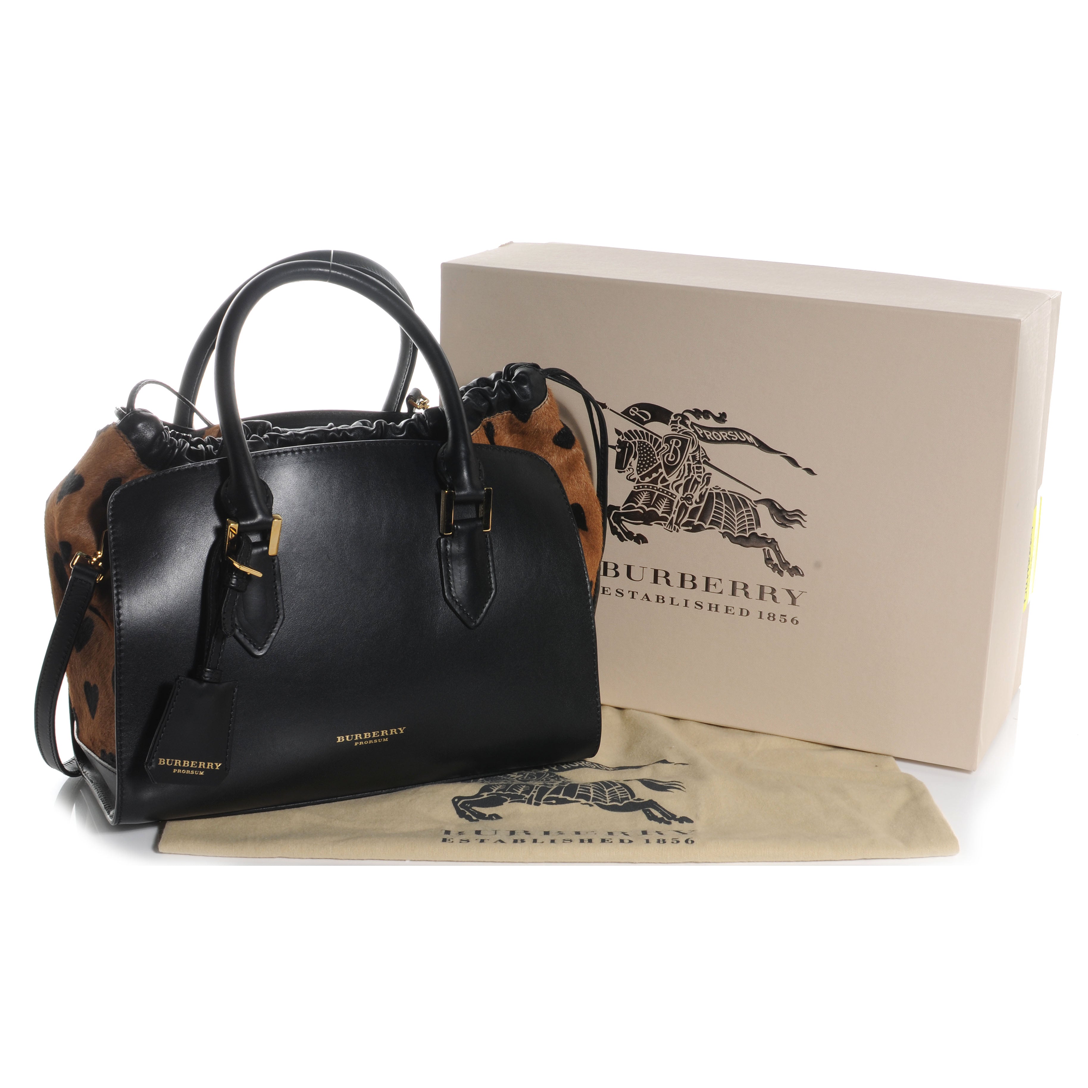 Burberry Prorsum Leather Calf Hair Dinton Small Satchel Black