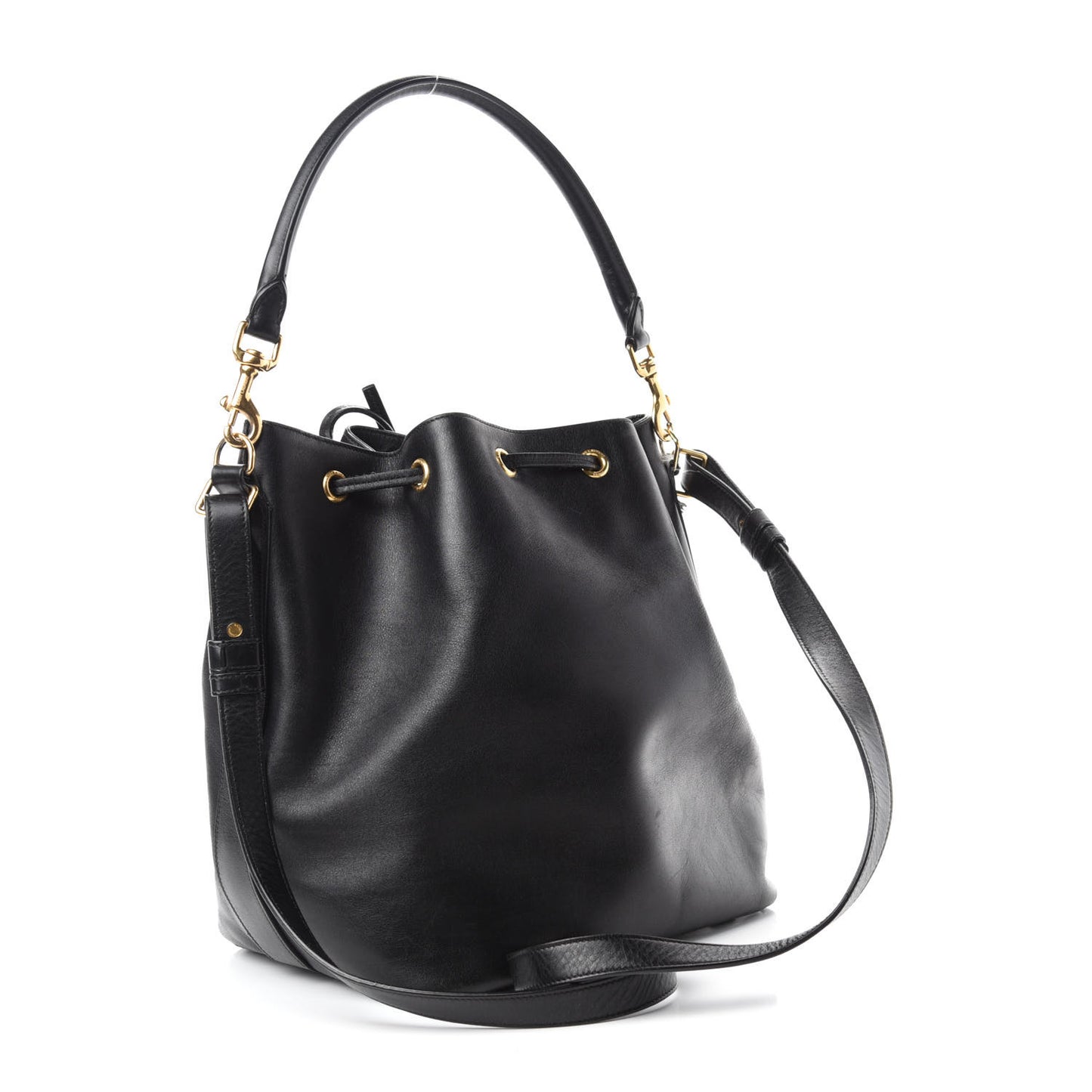 Calfskin Large Emmanuelle Bucket Bag Black