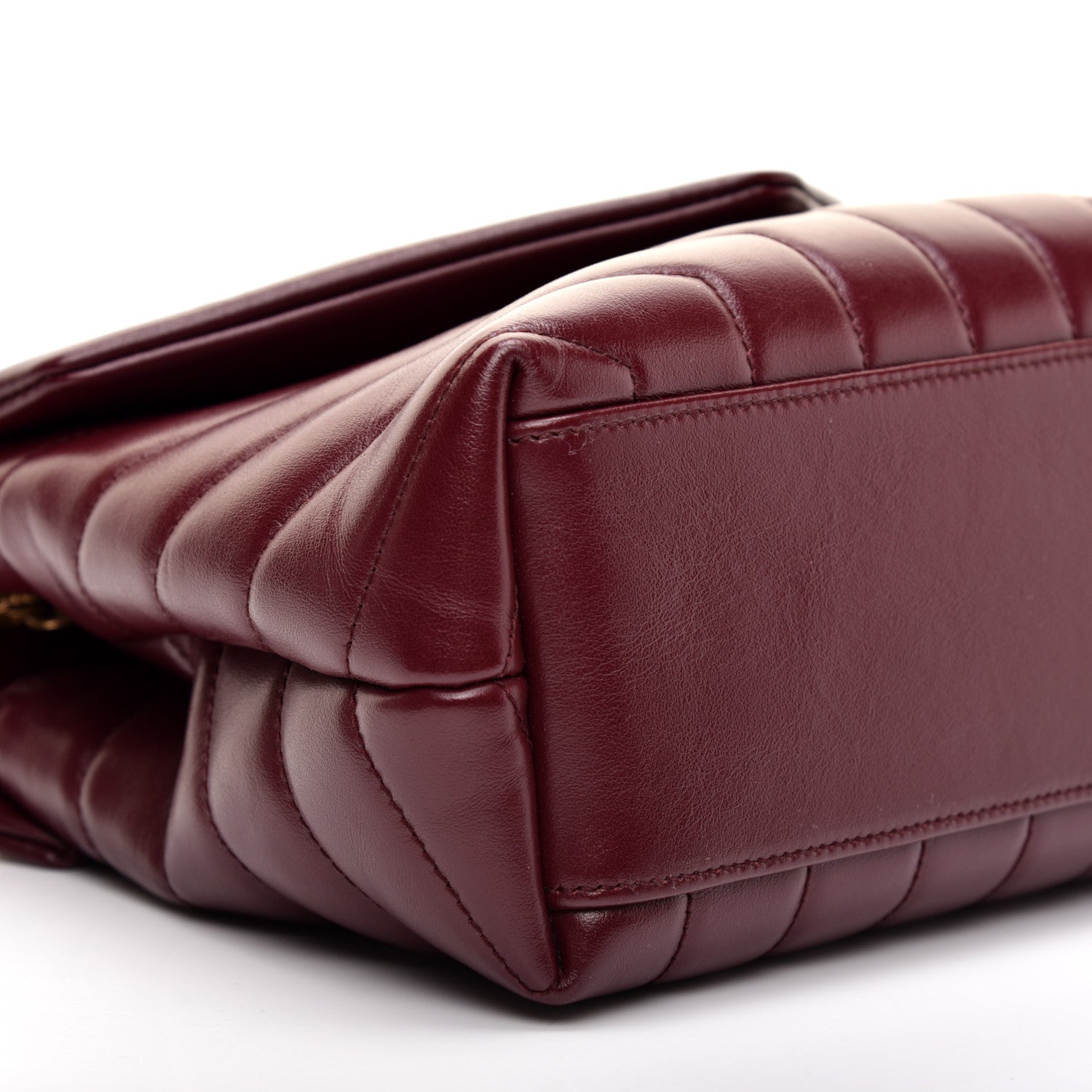 Saint Laurent Calfskin Y Quilted Monogram Small Loulou Chain Satchel Dark Legion Red 6 of 11