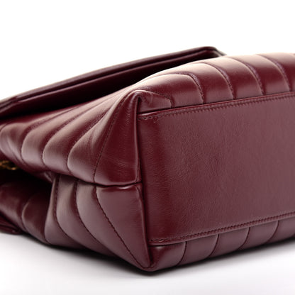 Saint Laurent Calfskin Y Quilted Monogram Small Loulou Chain Satchel Dark Legion Red 6 of 11