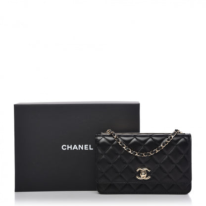 Chanel Lambskin Quilted Trendy CC Wallet On Chain WOC Black 11 of 11