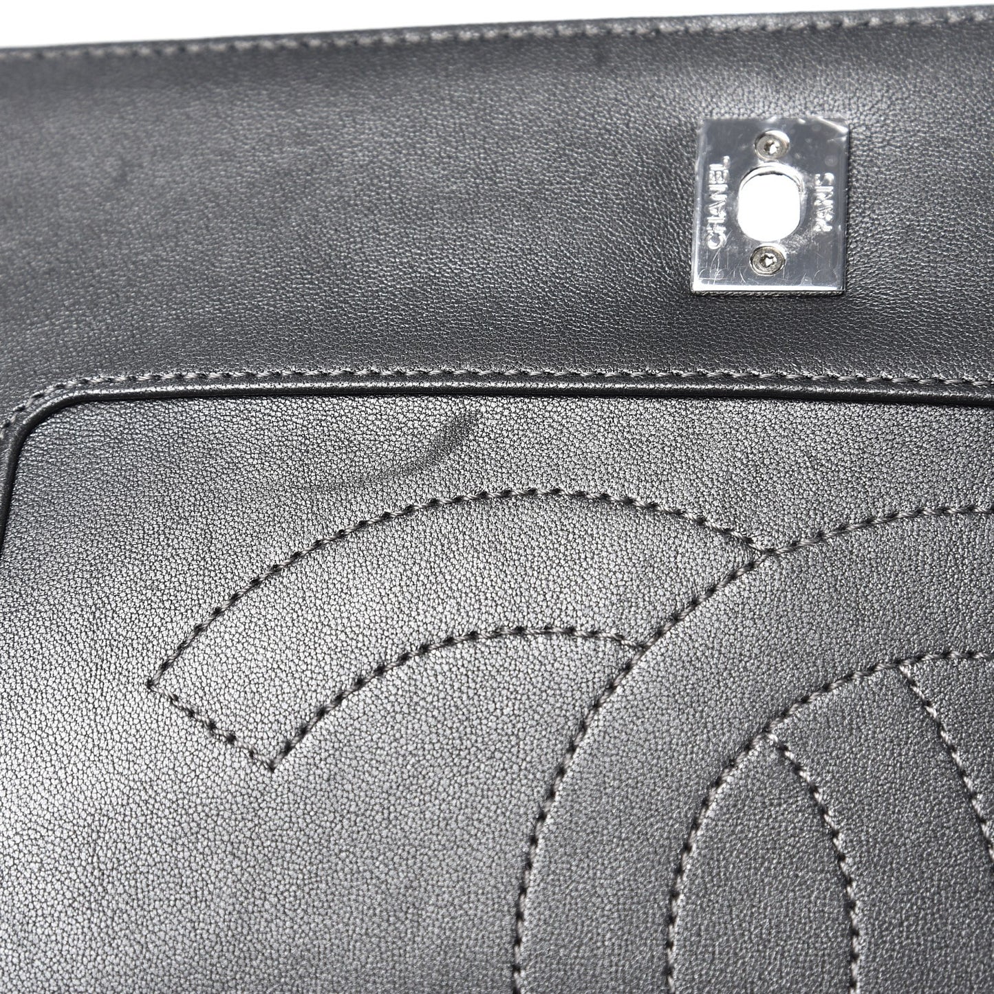 Sheepskin Chevron Quilted Vintage Mademoiselle Flap Dark Grey