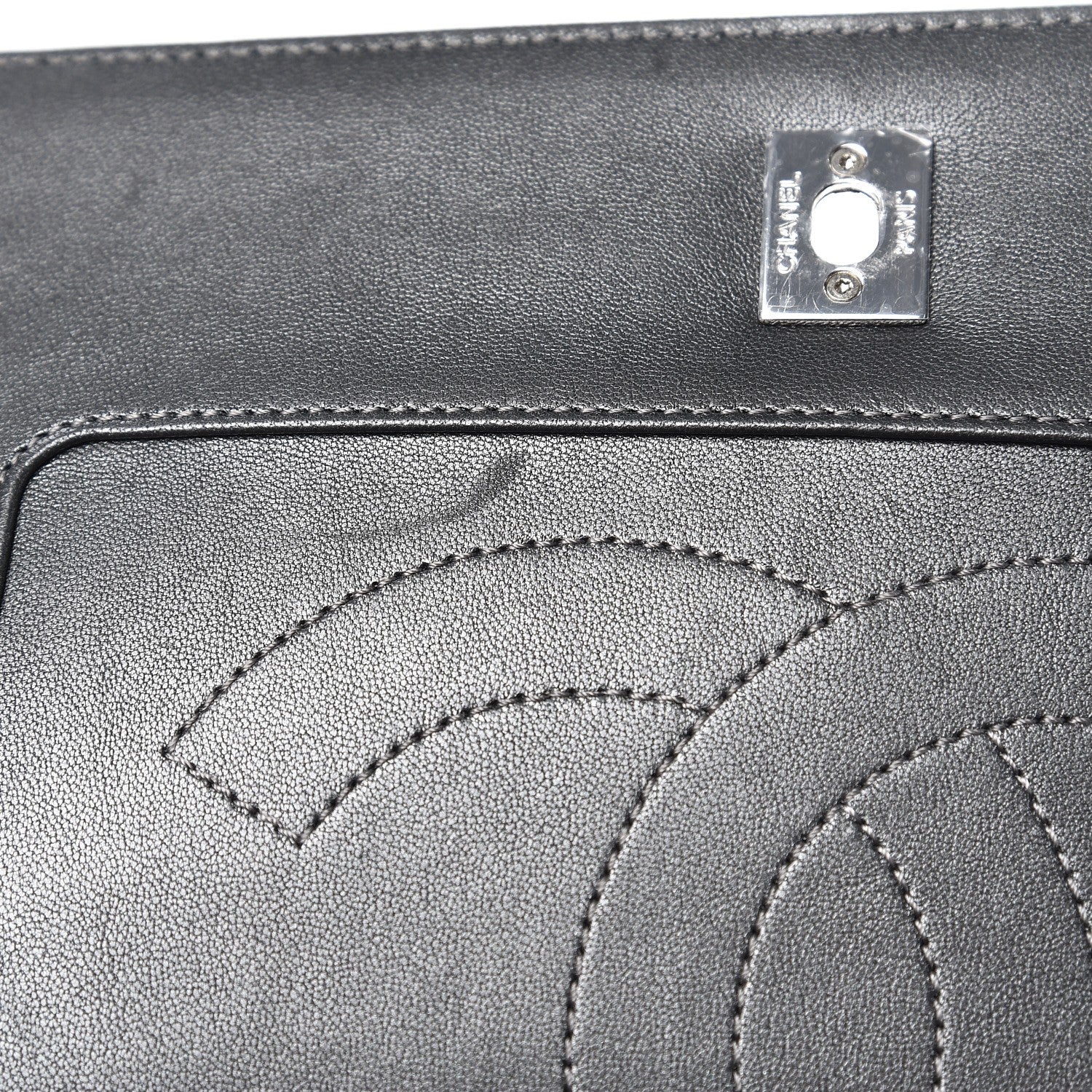 Chanel Sheepskin Chevron Quilted Vintage Mademoiselle Flap Dark Grey 10 of 11