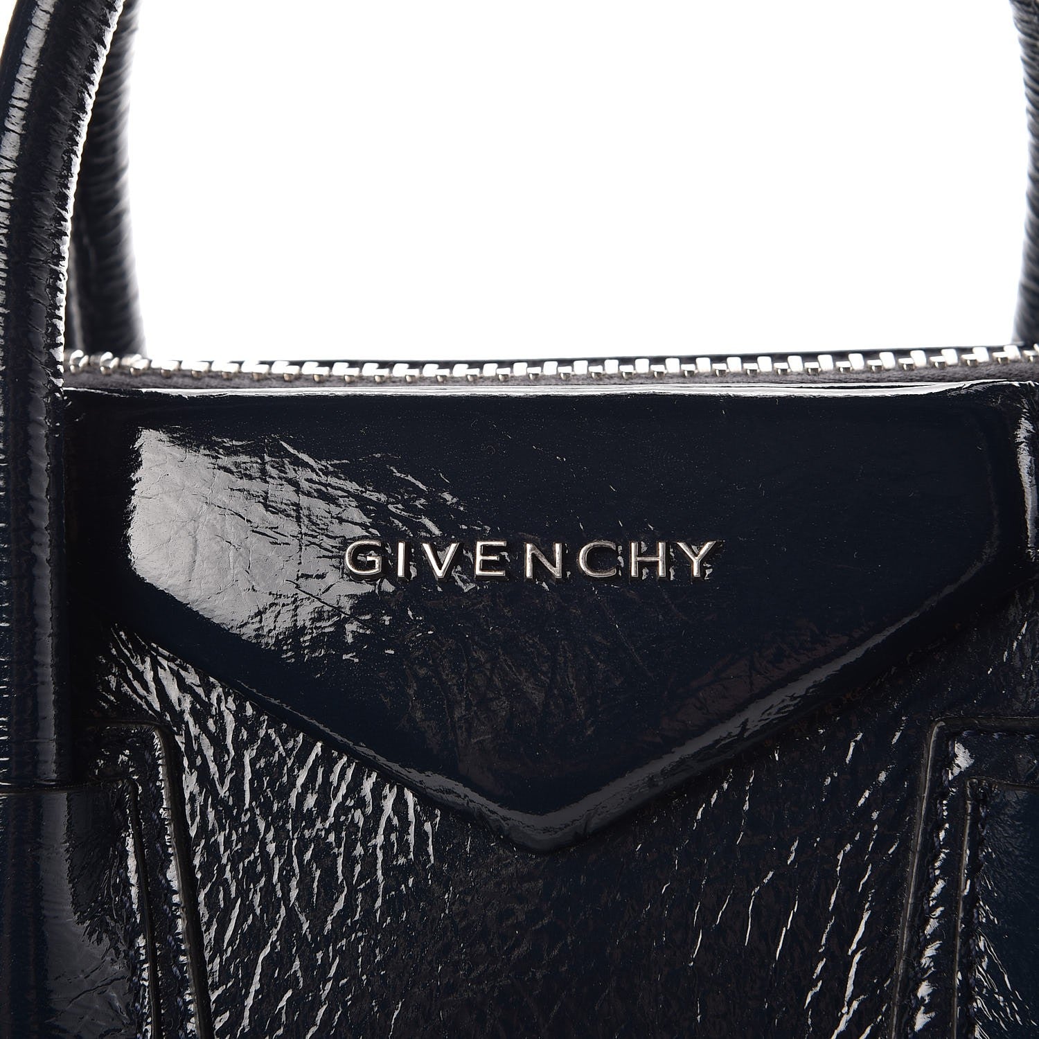 Givenchy Crinkled Patent Deerskin Small Antigona Deep Blue 9 of 9