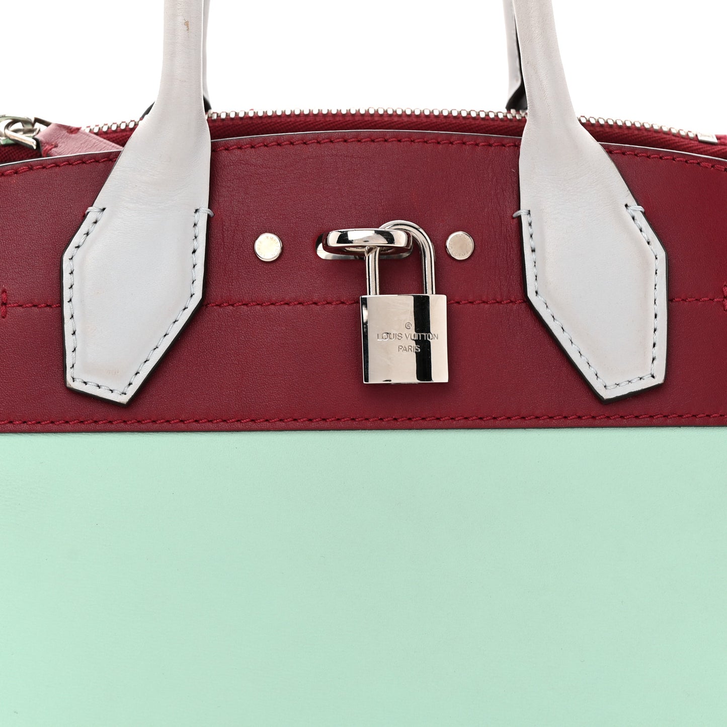 Calfskin City Steamer Mini Gris Burgundy Light Green