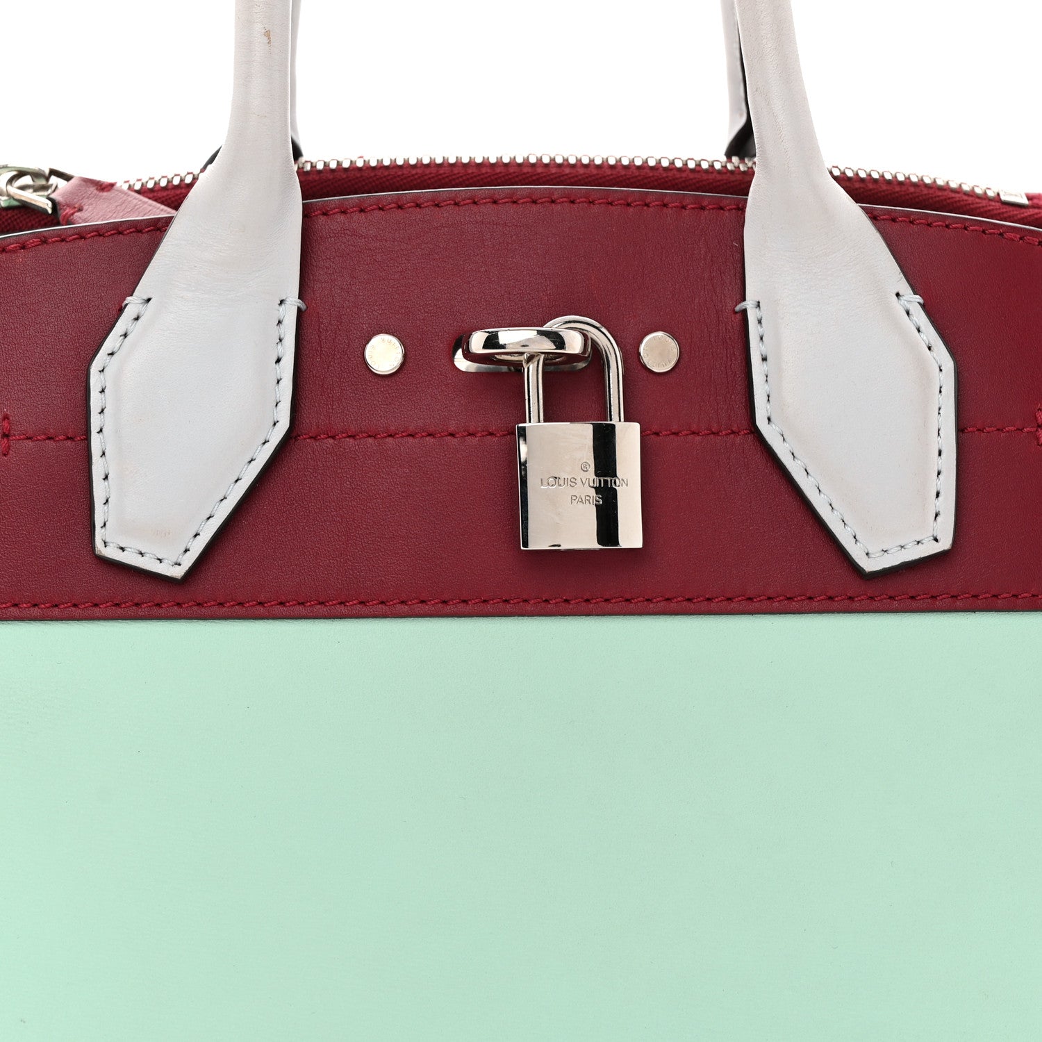 Louis Vuitton Calfskin City Steamer Mini Gris Burgundy Light Green 8 of 12