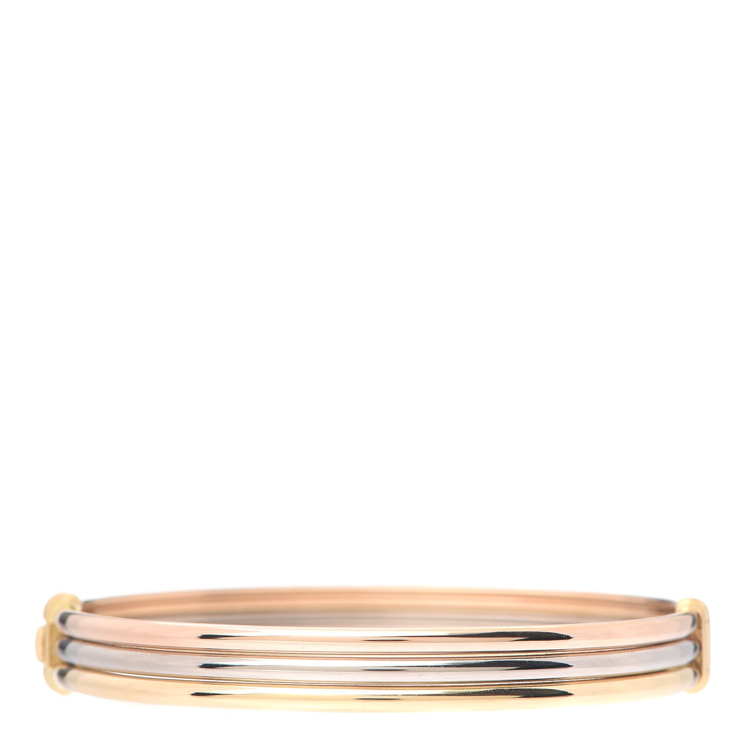 Cartier 18K Pink Yellow White Gold Trinity Hinged Bangle Bracelet 3 of 5