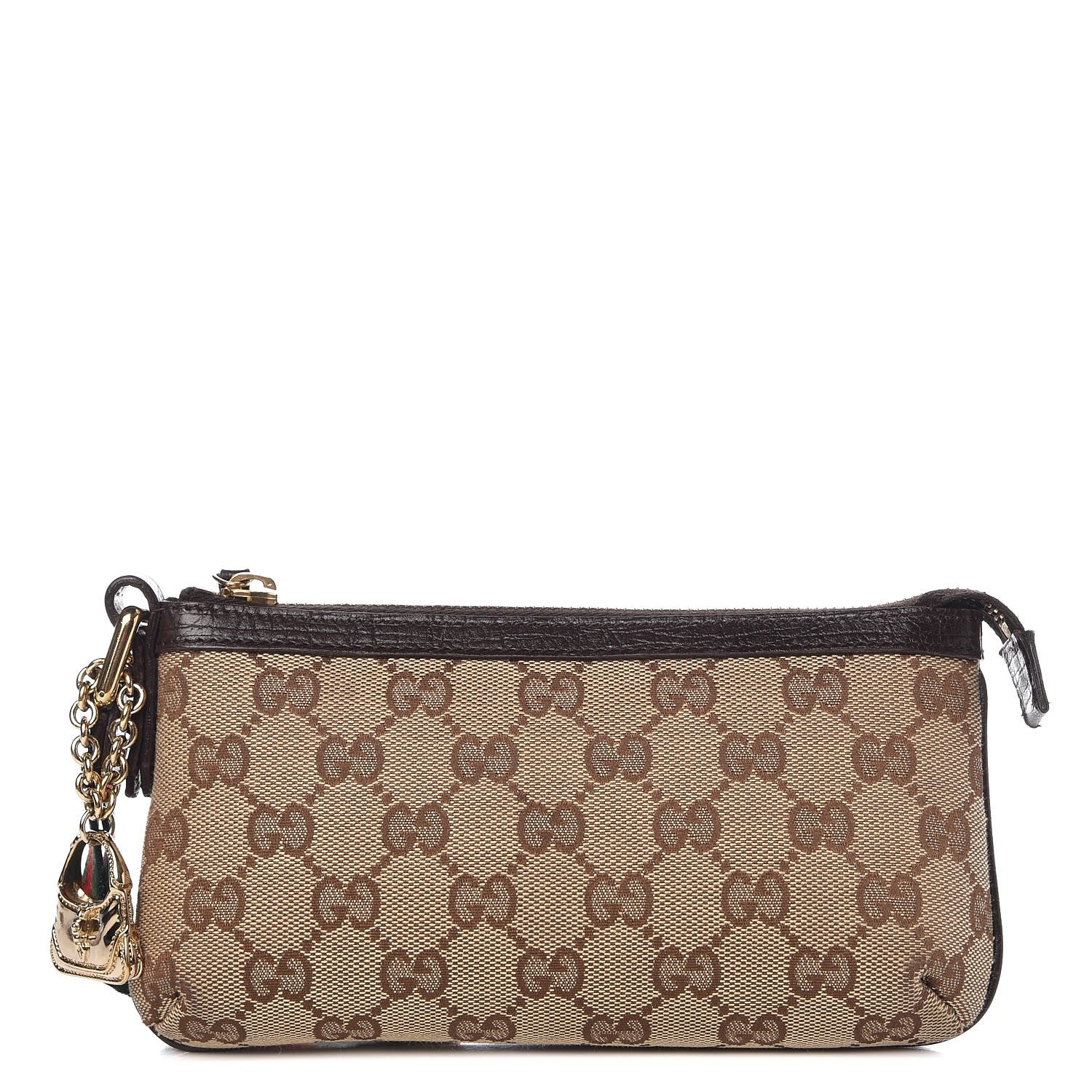 Gucci Monogram Jolicoeur Wristlet Dark Brown 1 of 9