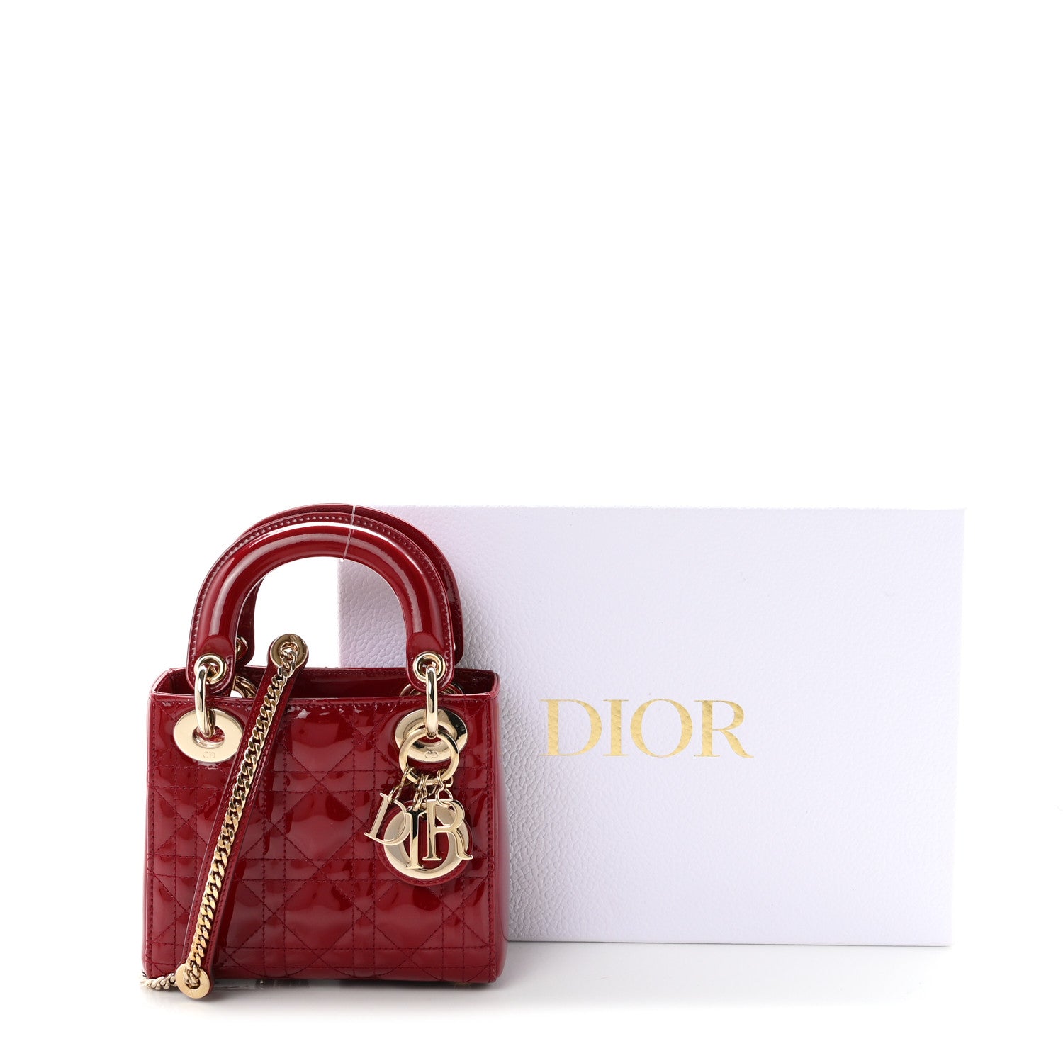 Christian Dior Patent Cannage Mini Lady Dior Red 10 of 10