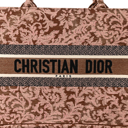 Christian Dior Canvas Embroidered Medium Brocart Book Tote Metallic Pink 8 of 12