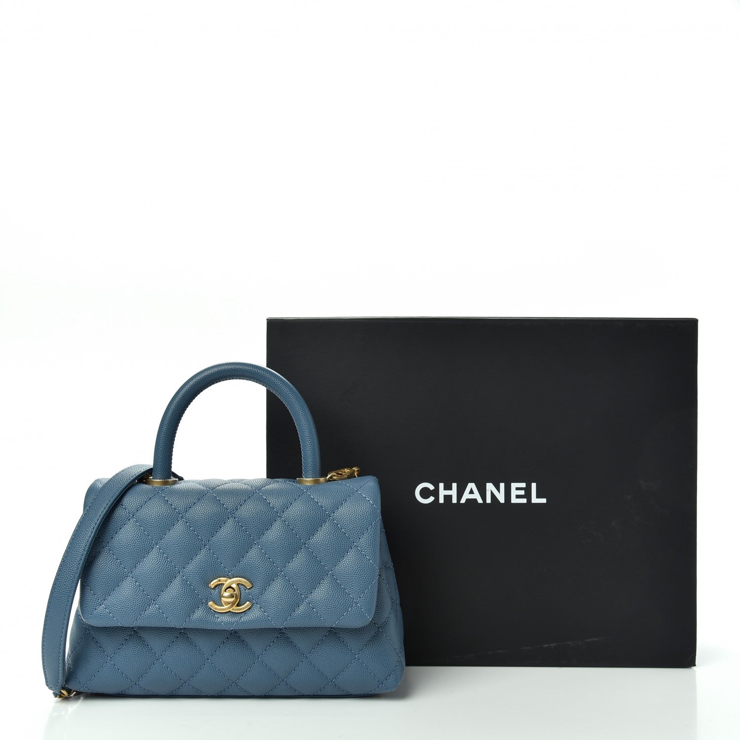 Chanel Caviar Quilted Mini Coco Handle Flap Blue 10 of 10