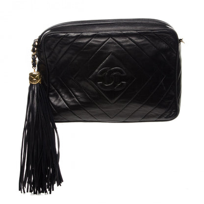 Chanel Lambskin Chevron Tassel Camera Case Black 1 of 7