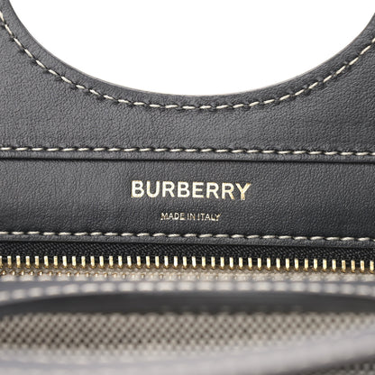 Burberry Smooth Calfskin Canvas Two Tone Mini Pocket Bag Black Tan 6 of 13