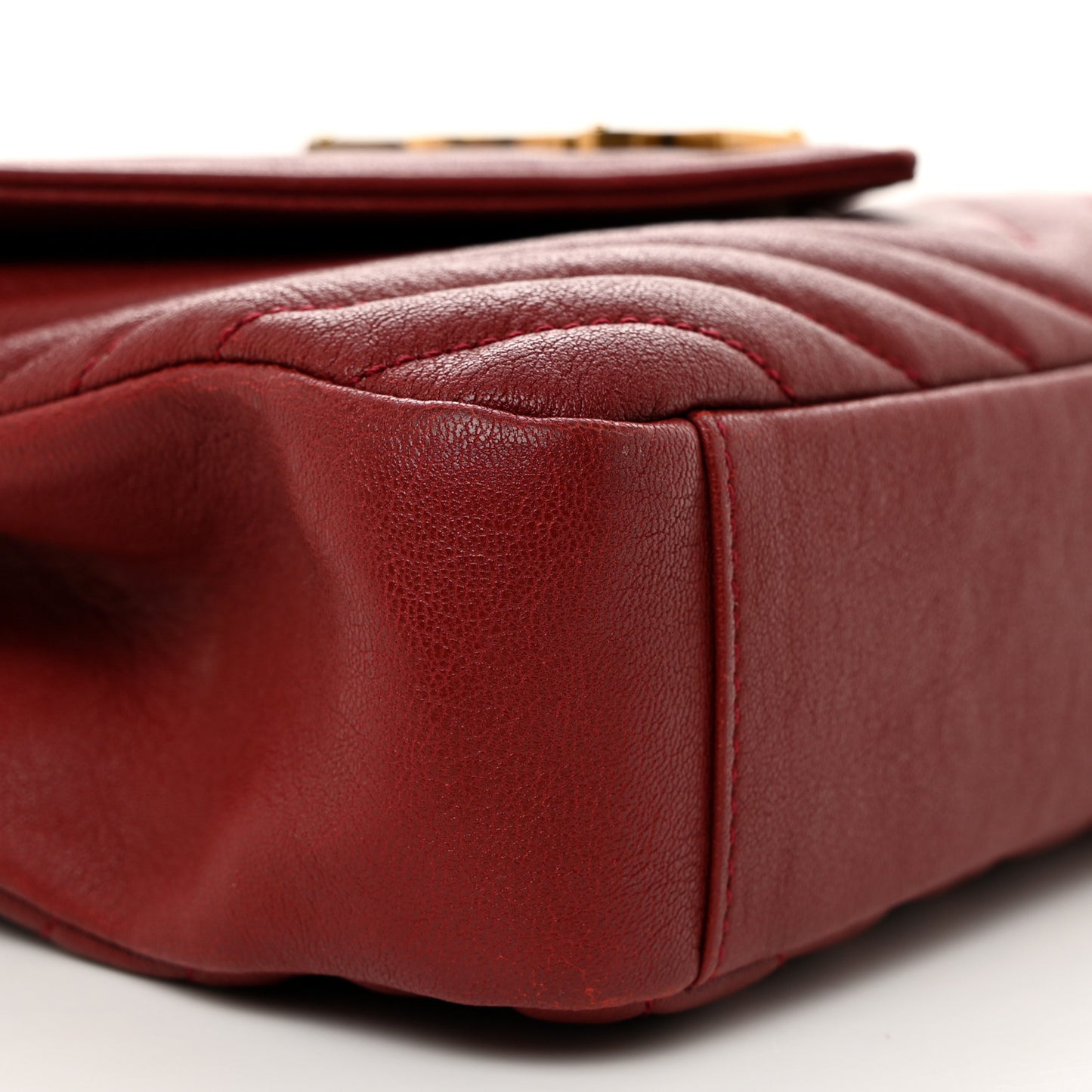 Sheepskin Matelasse Chevron Monogram Medium College Bag Opyum Red