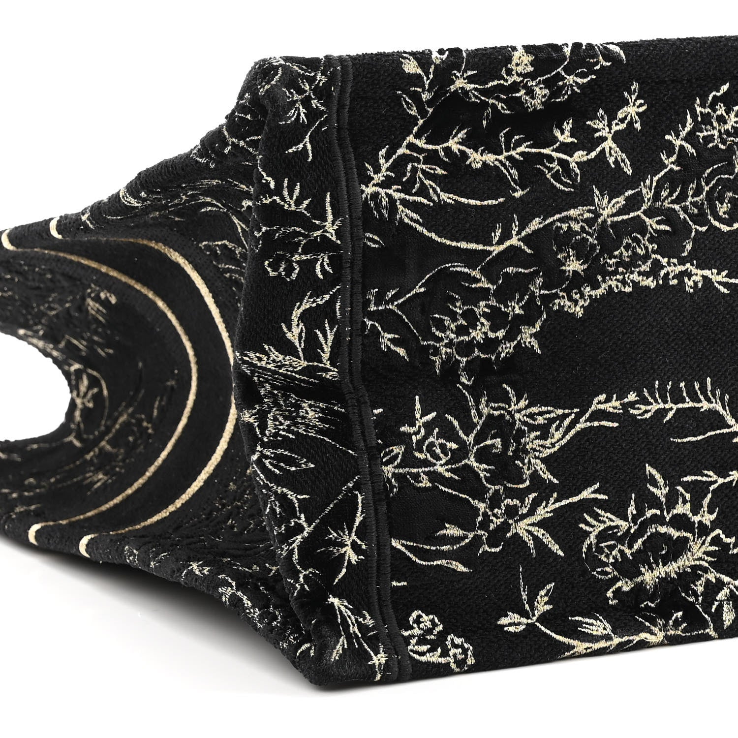 Christian Dior Velvet Jardin d'Hiver Embroidered Large Book Tote Black Gold 9 of 10