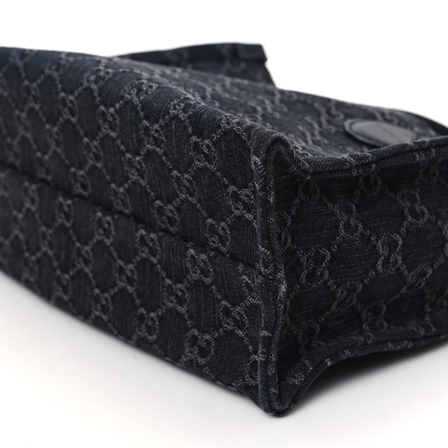 Denim Ophidia GG Monogram Tote Medium Black Grey