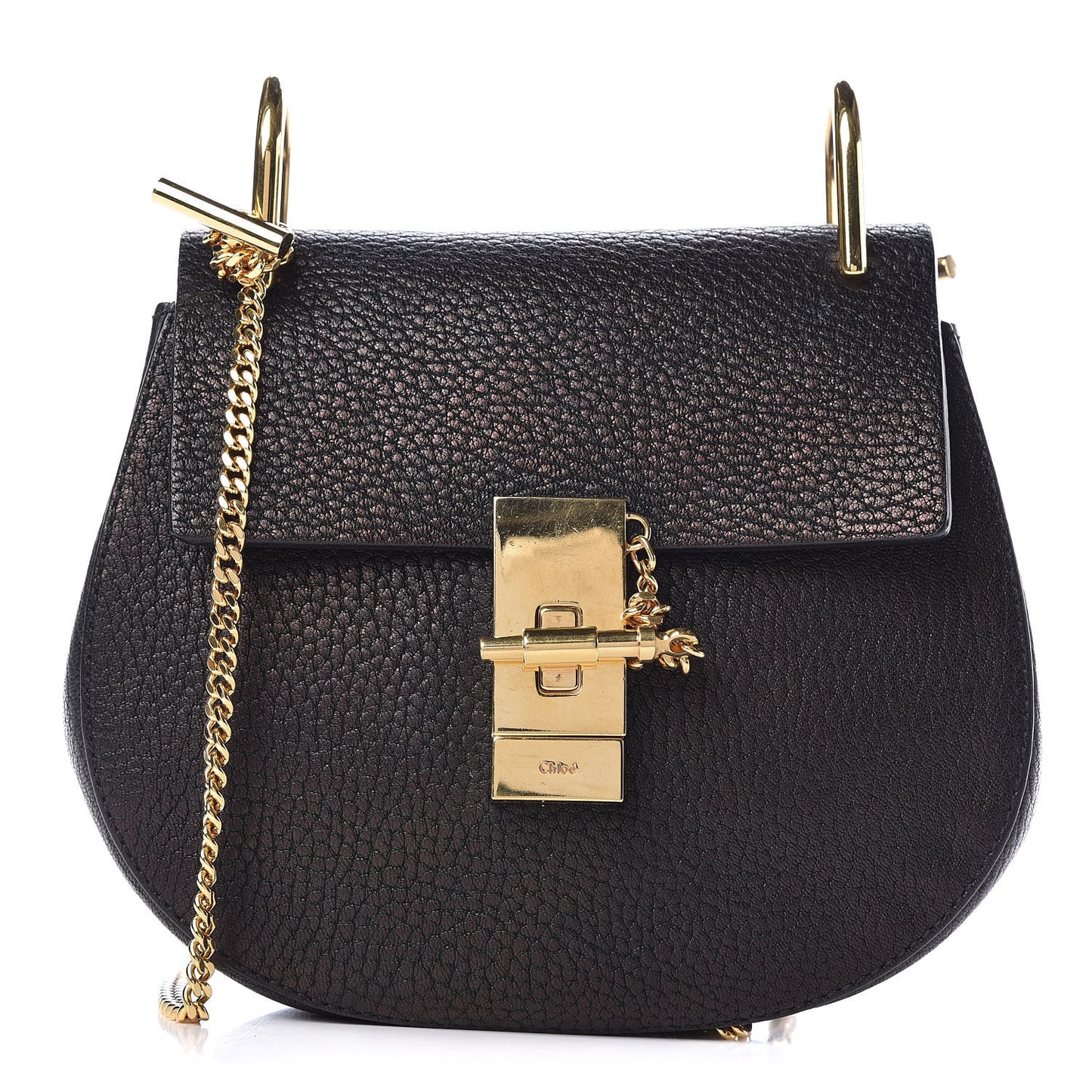 Grained Lambskin Mini Drew Shoulder Bag Black