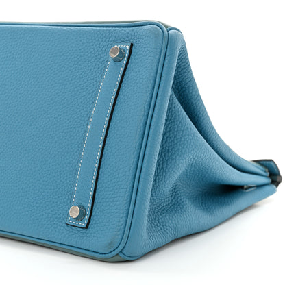 Hermes Veau Doblis Taurillon Clemence Evergrain Ghillies Birkin 35 Turquoise Ciel 10 of 12