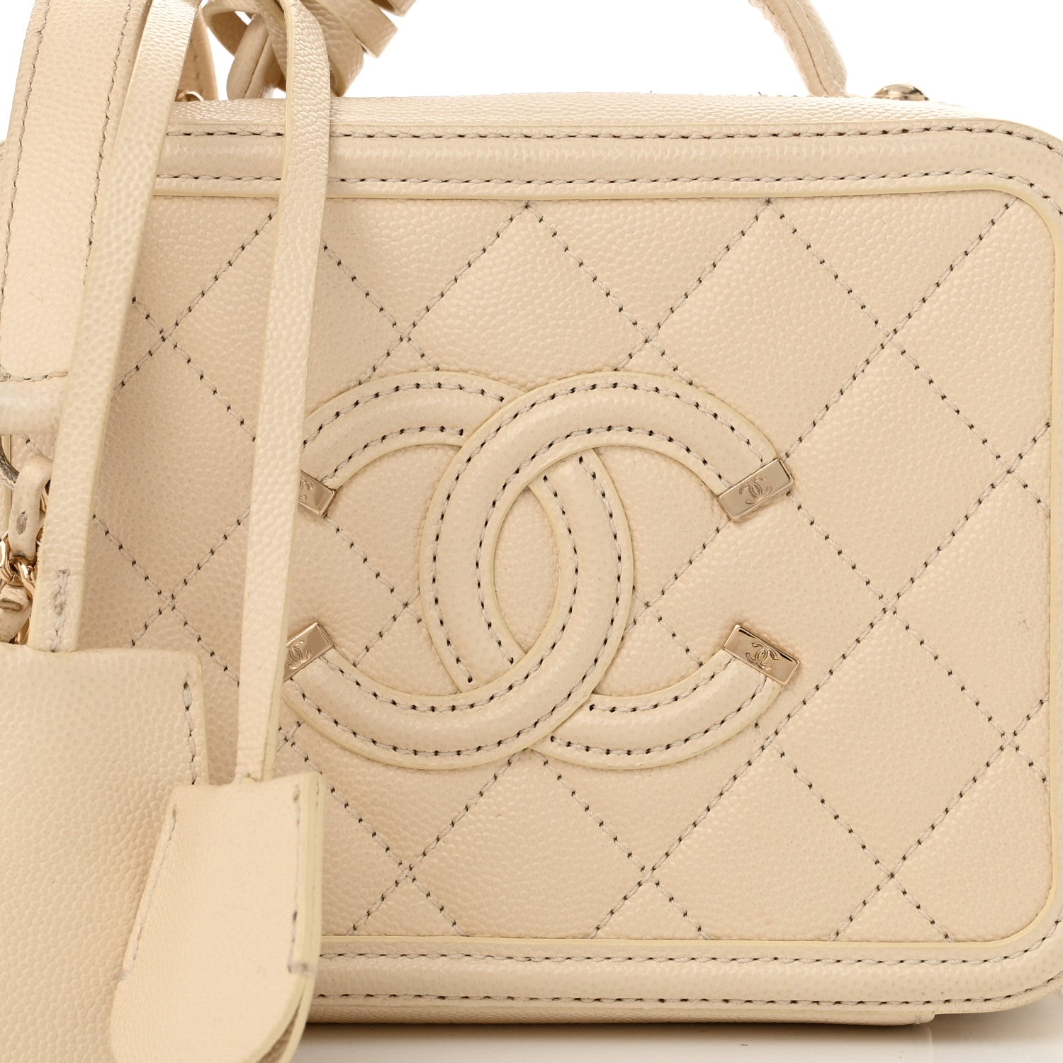 Chanel Caviar Quilted Small CC Filigree Vanity Case White 8 of 11
