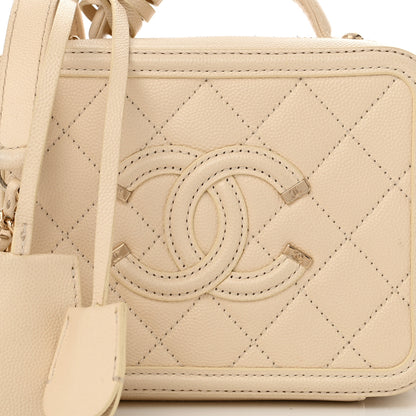 Chanel Caviar Quilted Small CC Filigree Vanity Case White 8 of 11