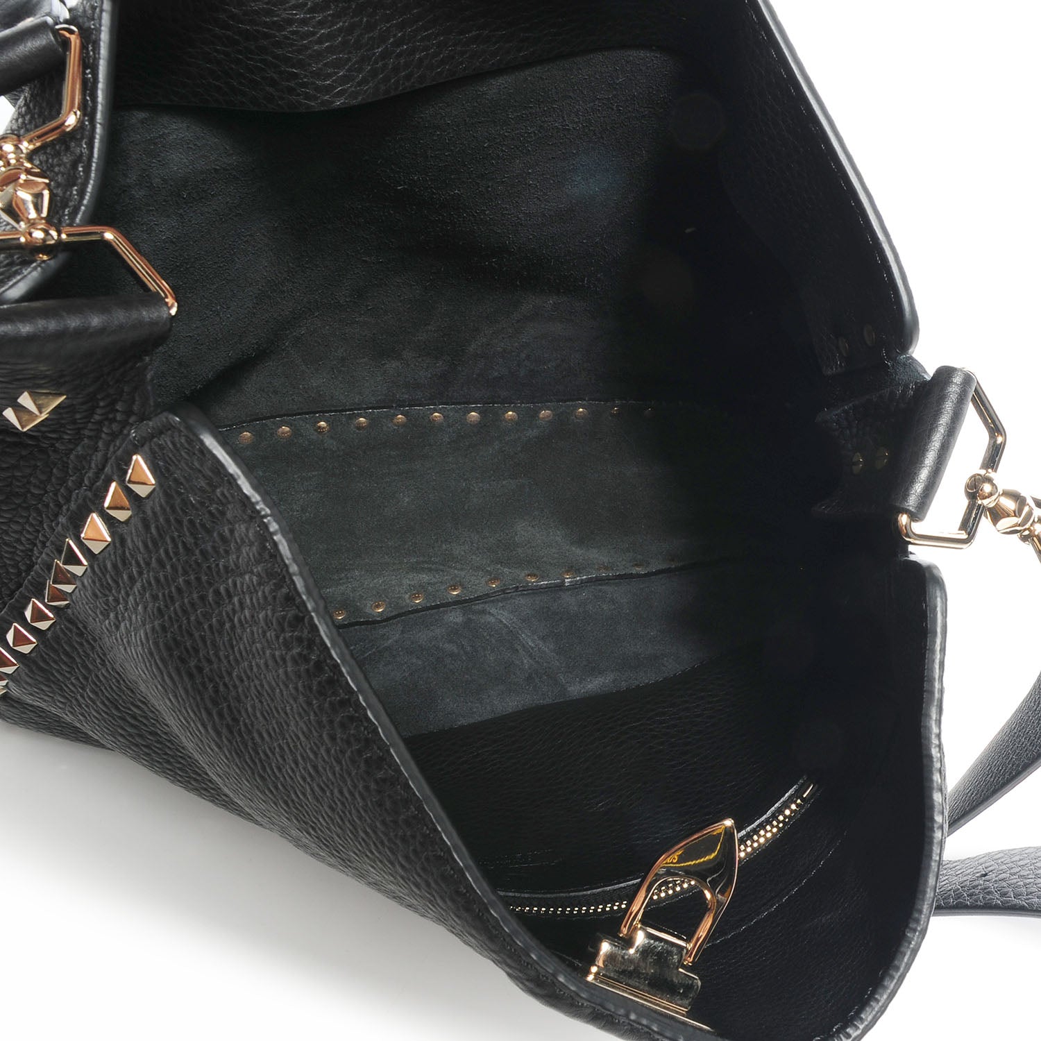Valentino Garavani Pebbled Calfskin Large Rockstud Flip-Lock Messenger Bag Black 5 of 9