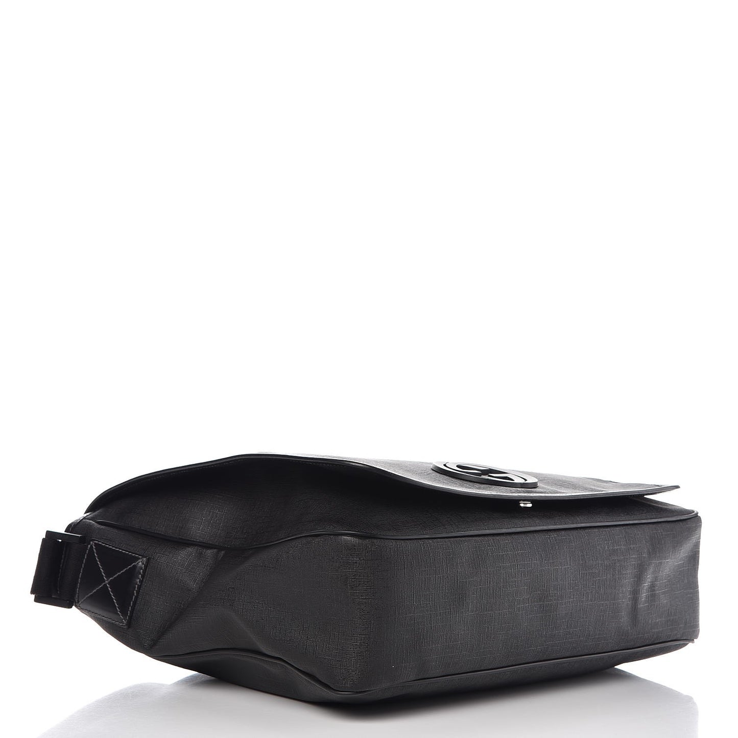 Coated Canvas Interlocking G Large Flap Messenger Bag Black