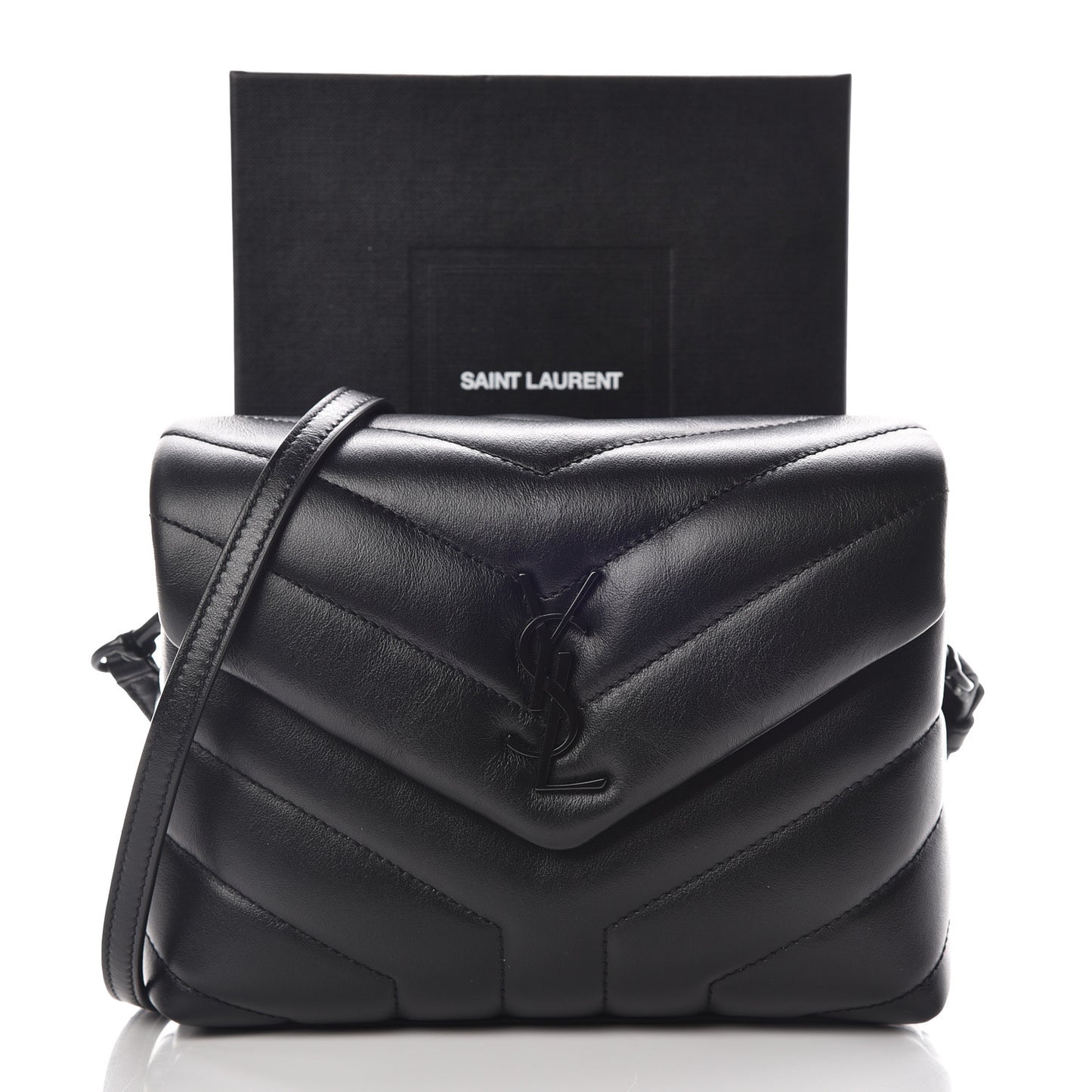 Calfskin Y Quilted Monogram Toy Loulou Crossbody Bag Black