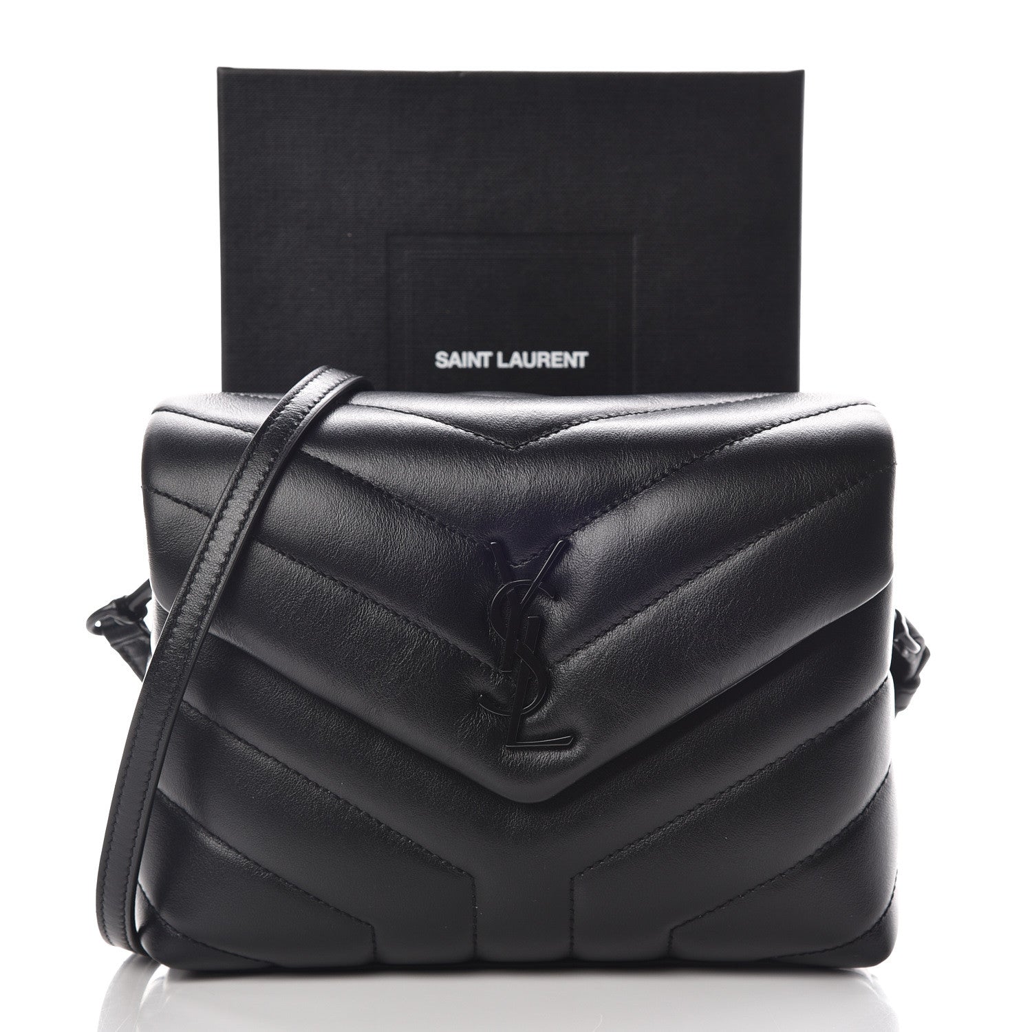 Saint Laurent Calfskin Y Quilted Monogram Toy Loulou Crossbody Bag Black 12 of 12