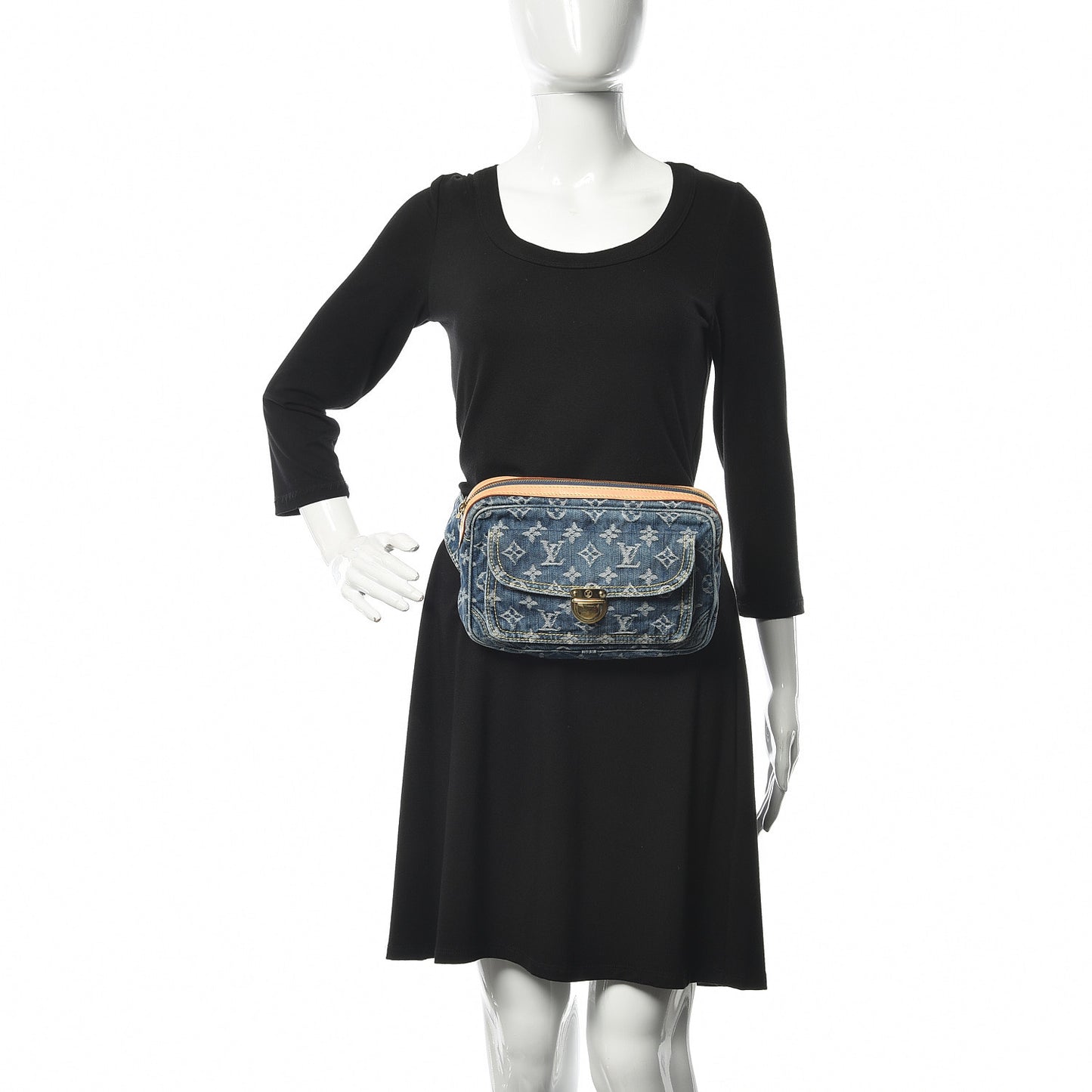 Monogram Denim Bum Bag Blue