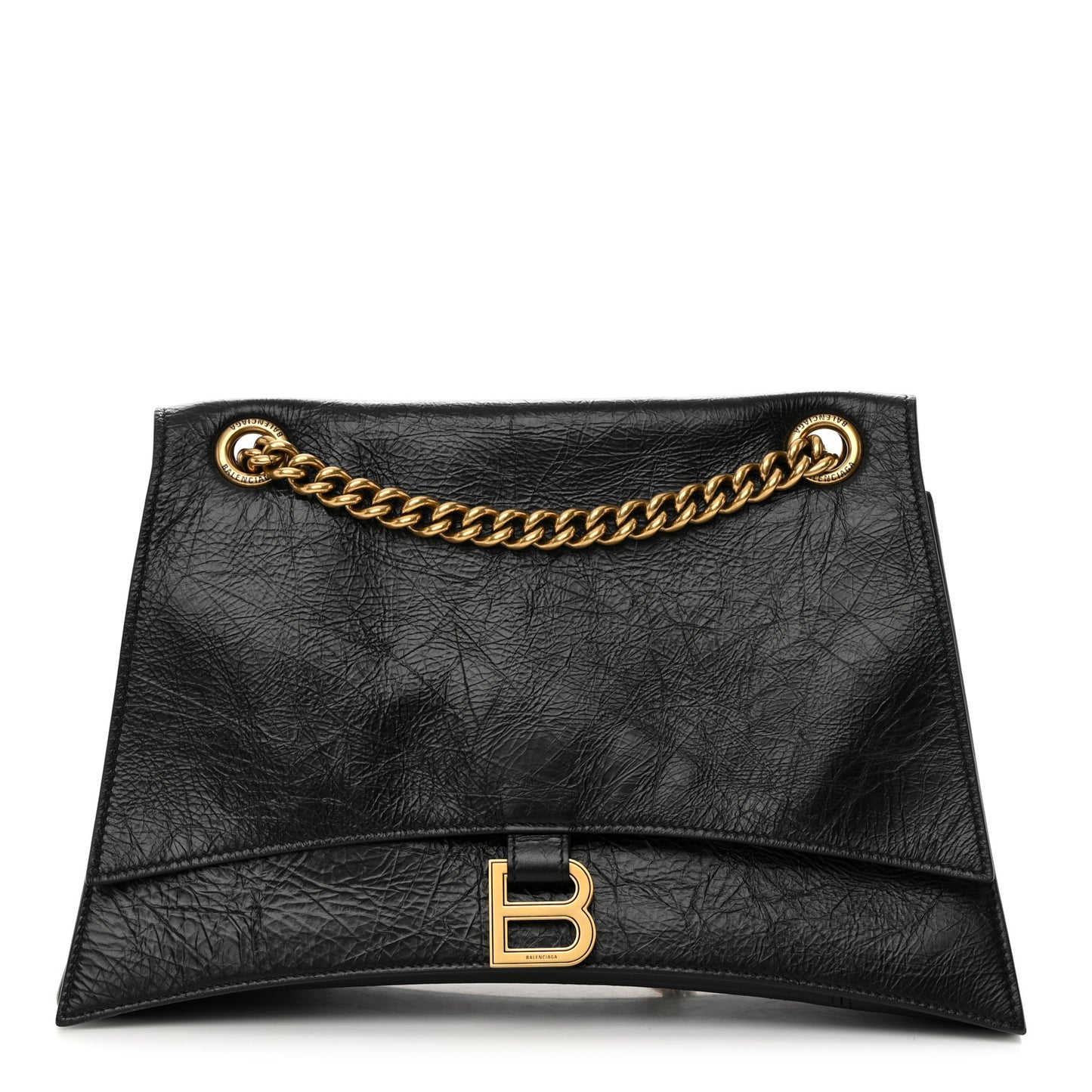 Crushed Calfskin Medium Crush Chain Bag Black