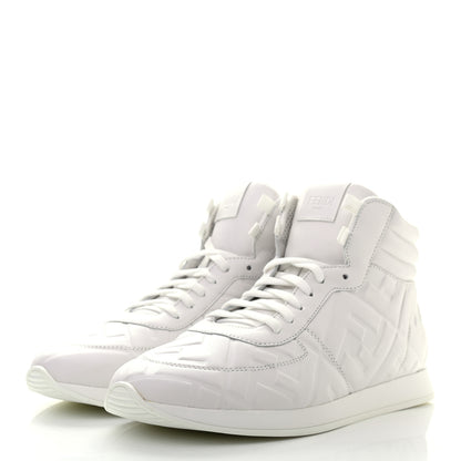 Fendi Nappa Macro FF Embossed Womens High Top Sneakers 39 White Ice 3 of 8